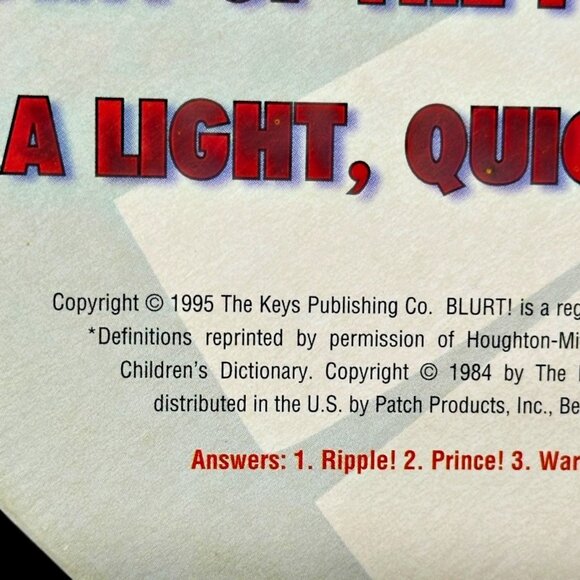 BLURT The Websters Game of Word Racing Board Game 1995 Vintage Patch - Picture 4 of 7